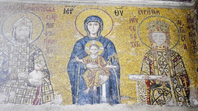 トルコ・イスタンブールのアヤソフィア・モザイク画