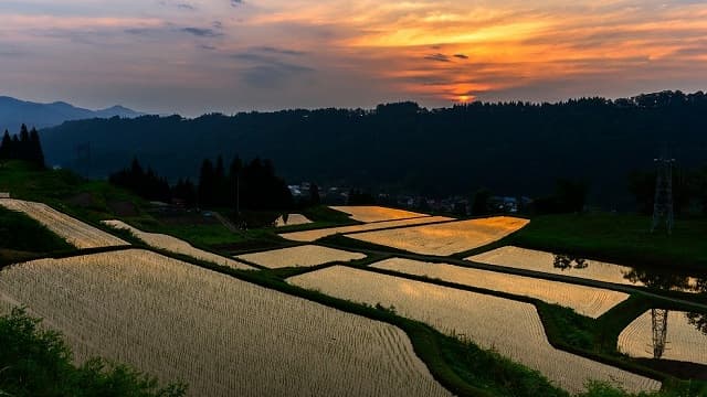 長野県下水内郡の牛久保の棚田